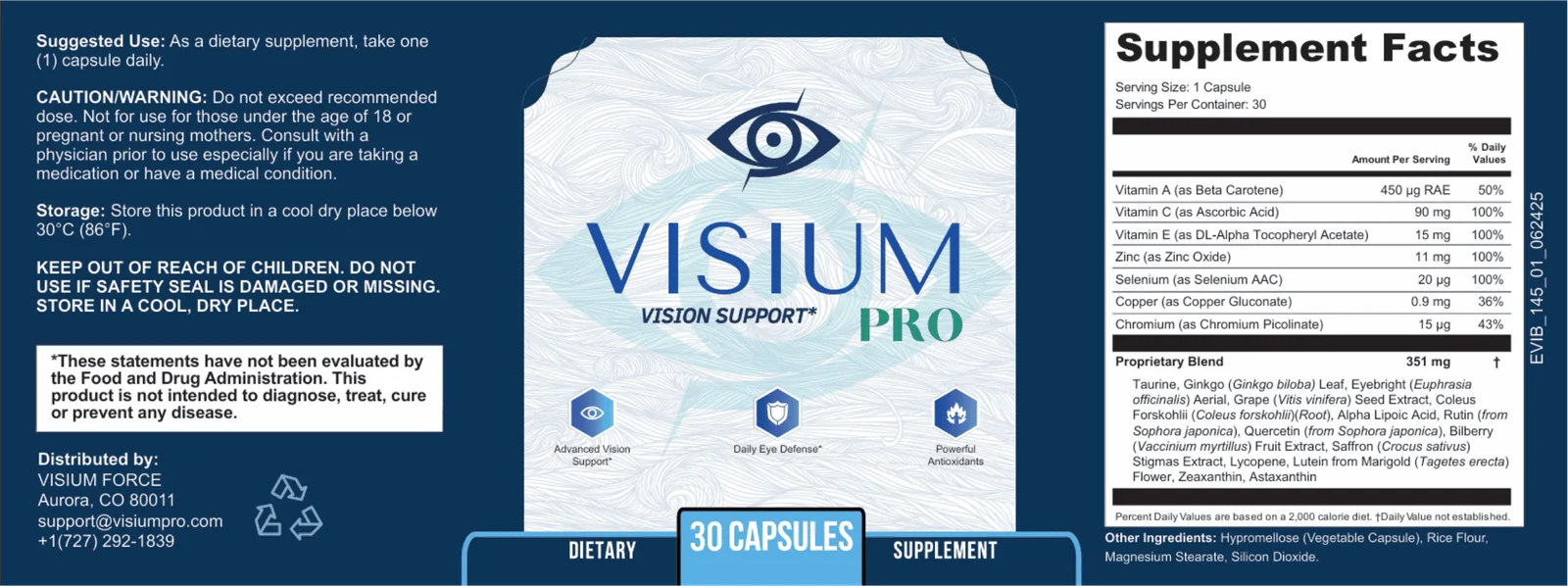 Visium Pro Product Label